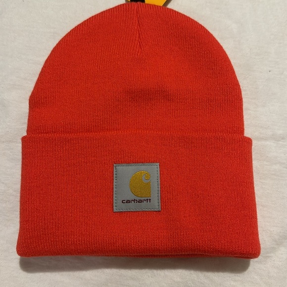 Carhartt Adult Beanie Reddish Orange Knit Cuffed Warm Winter Wear NEW WITH TAGS - Picture 6 of 6